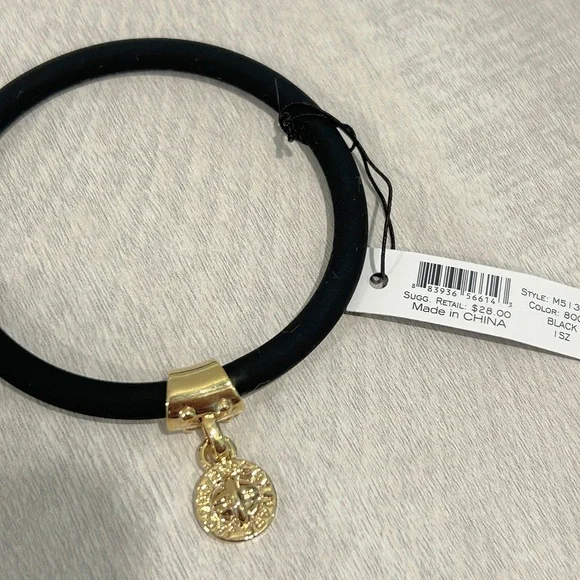 2 NWT Marc by Marc Jacobs Black Silicone Charm Bracelet & Braided Bracelet - Picture 3 of 7